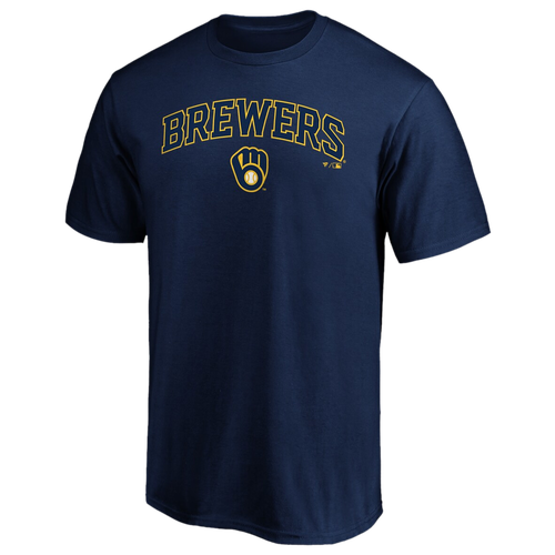 

Fanatics Mens Milwaukee Brewers Fanatics Brewers Logo Lockup T-Shirt - Mens Navy/Navy Size L