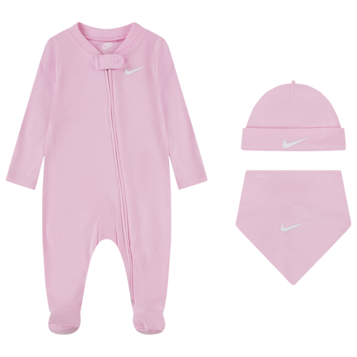 Girls Infant Nike 3 Piece Coveralls Bib Hat Set - Girls' Infant Pink Foam Size 0-3MO