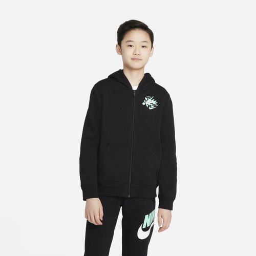 

Boys Nike Nike NSW Boxy FZ Sleeve GRX Hoodie - Boys' Grade School Black/Mint Foam/White Size XL