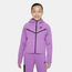 Nike NSW Tech Fleece Full-Zip Hoodie - Girls' Grade School Violet Shock/Black