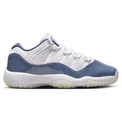 Boys' Grade School - Jordan AJ Retro 11 Low - White/Midnight Navy/Diffused Blue