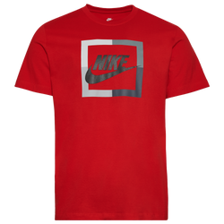 Men's - Nike Futura Block T-Shirt  - Red/Grey/Black