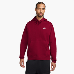 Men's - Nike Club Pullover Hoodie  - Team Red/Team Red/White
