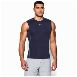 Men's - Under Armour HeatGear Armour Compression S/L Shirt - Midnight Navy/Steel