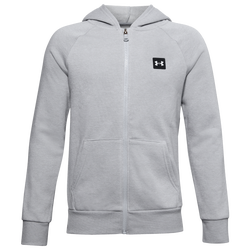 Boys' Grade School - Under Armour Rival Fleece Full-Zip Hoodie - Grey/White