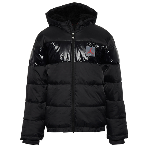 

Boys Jordan Jordan Bold Stripe Puffer - Boys' Grade School Black/Red Size XL