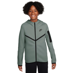 Boys' Grade School - Nike Tech Fleece Full-Zip - Black/Clay Green