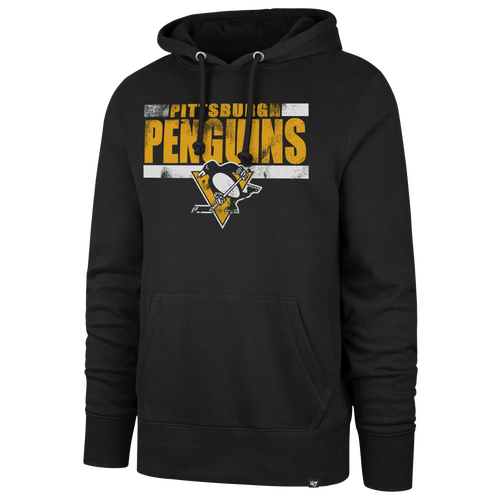 47 Brand Mens Pittsburgh Penguins Penguins Black Line Headline Hoodie - - Jet Black Size XL