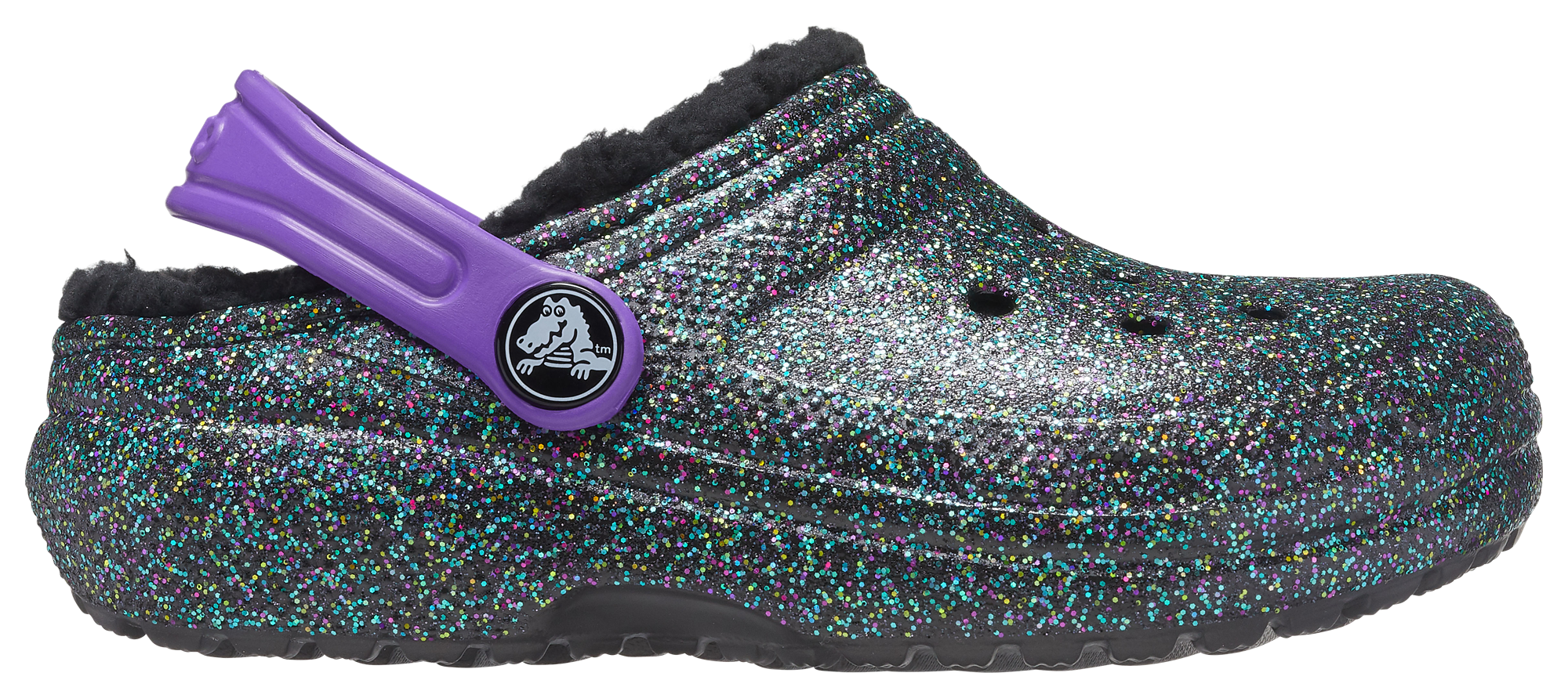 Crocs Classic Glitter Lined Clog - Black / Multicolor