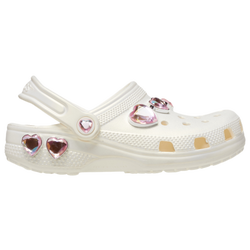 Girls' Grade School - Crocs Classic Iridescent Hearts Clogs  - Chalk/Chalk