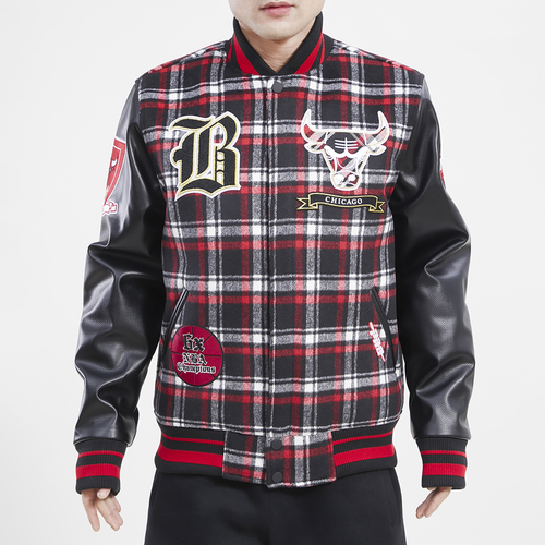 Pro Standard Mens Chicago Bulls  Bulls Pro Prep Drop Shoulder Wool Jacket In Black/red