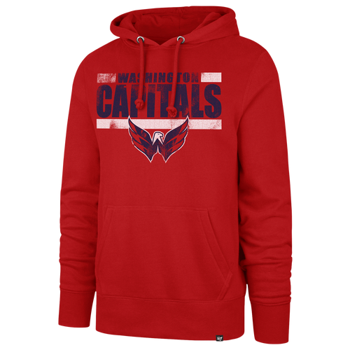 47 Brand Mens Washington Capitals Capitals Black Line Headline Hoodie - - Red Size XL