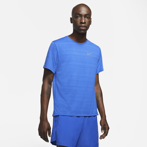 Nike Men's Dri-fit Miler Running Top In Game Royal/reflective Silver