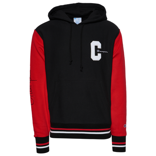 

Champion Mens Champion Reverse Weave Pullover Hoodie Colour Block - Mens Black/Red/White Size L
