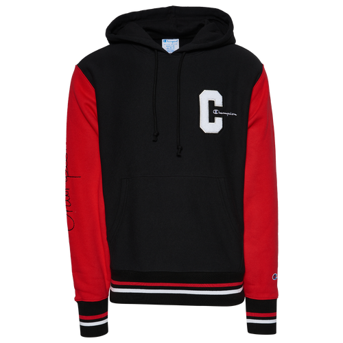 

Champion Mens Champion Reverse Weave Pullover Hoodie Colour Block - Mens Black/Red/White Size M