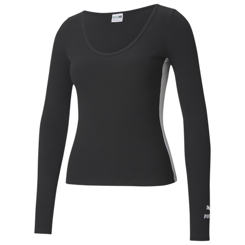 

PUMA Womens PUMA Classic Rib Longsleeve Top - Womens Black/Black Size XS