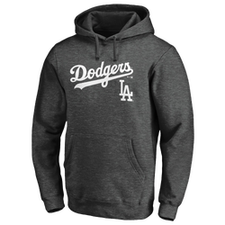 Men's - Fanatics Dodgers Logo Lockup Pullover Hoodie - Charcoal/Grey