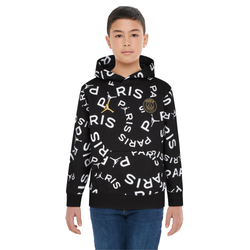 Boys' Grade School - Jordan PSG AOP Fleece Hoodie - Black/White/Metallic Gold