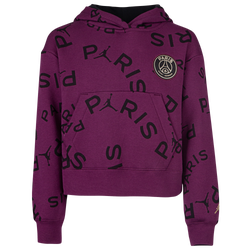 Girls' Grade School - Jordan AOP Boxy Hoodie - Bordeaux/Black/Metallic Gold