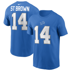 Men's - Nike Amon-Ra St Brown Lions Short Sleeve T-Shirt - Blue Spark