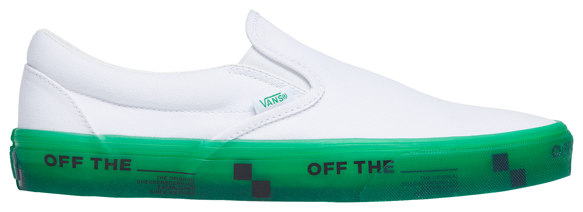 green and white slip on vans