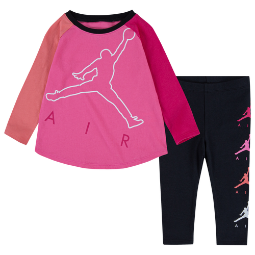 

Girls Jordan Jordan Layered Dress Set - Girls' Toddler Pink/Black Size 4T