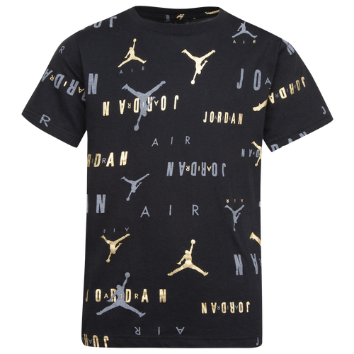 

Jordan Boys Jordan Shine AOP T-Shirt - Boys' Grade School Black/Grey/Gold Size M