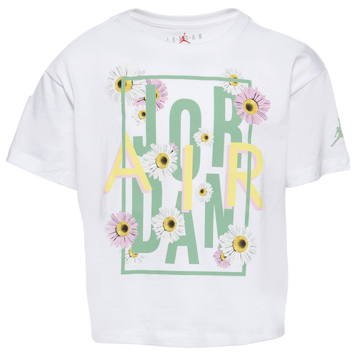 

Girls Jordan Jordan Flower Child T-Shirt - Girls' Grade School White/Green Size M