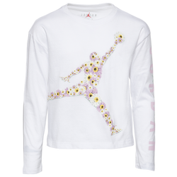 Girls' Grade School - Jordan Jumpman Flower Long Sleeve T-Shirt - White/Pink