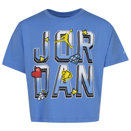 

Jordan Girls Jordan Childrens Day Emoji T-Shirt - Girls' Grade School Blue/White Size S