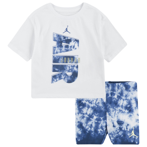 Jordan Kids' Girls Cloud Dye Bike Short Set In Dark Marina Blue