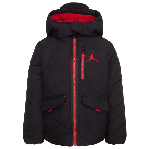 

Jordan Detach Hood Puffer Jacket - Boys' Preschool Black Size 5
