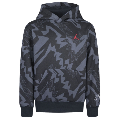 

Boys Jordan Jordan Essentials AOP Hoodie - Boys' Grade School Black/White Size S