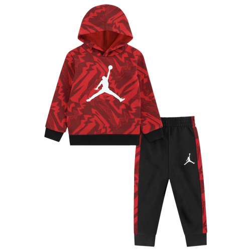 

Boys Jordan Jordan MJ Essentials Fleece AOP Set - Boys' Toddler Black/White Size 3T
