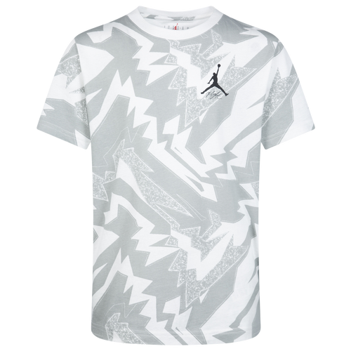 

Boys Jordan Jordan Essentials AOP T-Shirt - Boys' Grade School White/Black Size S
