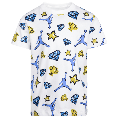 

Boys Preschool Jordan Jordan Children's Day Pixel AOP T-Shirt - Boys' Preschool White/Blue Size 5