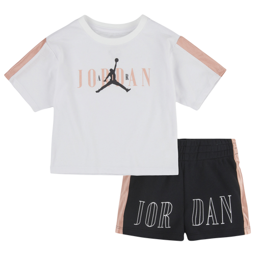 

Girls Jordan Jordan Satin Shorts Set - Girls' Toddler Black/Pink Size 2T