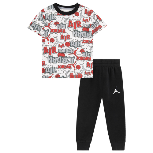 

Jordan Jordan Air Comic AOP T-Shirt and Pants Set - Boys' Toddler White/Black Size 2T