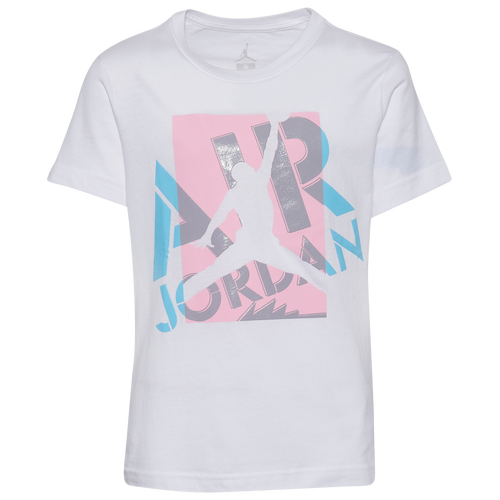 

Boys Jordan Jordan AJ5 T-Shirt - Boys' Grade School White/Pink/Blue Size M