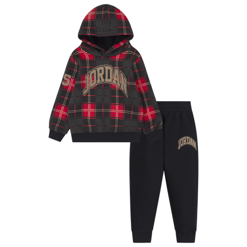 

Jordan Boys Jordan Essentials Plaid Pullover Set - Boys' Toddler Black Size 2T