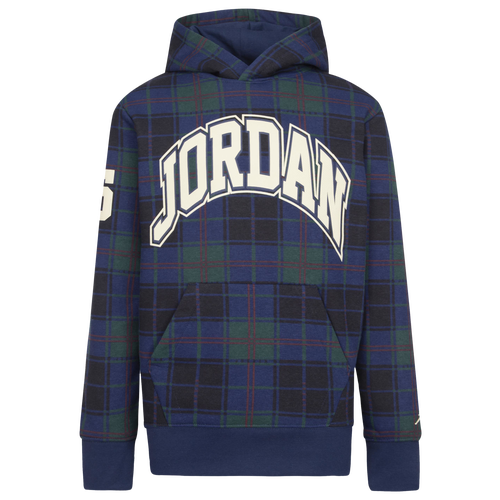 

Jordan Boys Jordan Essential Plaid Pullover Hoodie - Boys' Grade School Obsidian Size M