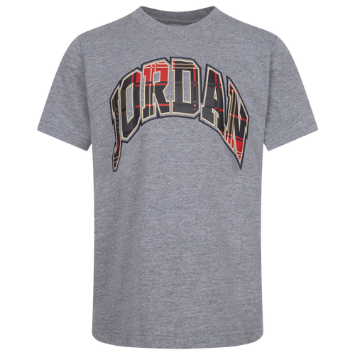 

Jordan Boys Jordan Essential Plaid Short Sleeve T-Shirt - Boys' Grade School Cabon Heather Size 5