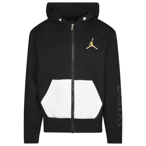

Jordan Boys Jordan Holiday Shine Air Fleece Full-Zip Hoodie - Boys' Grade School Black Size S