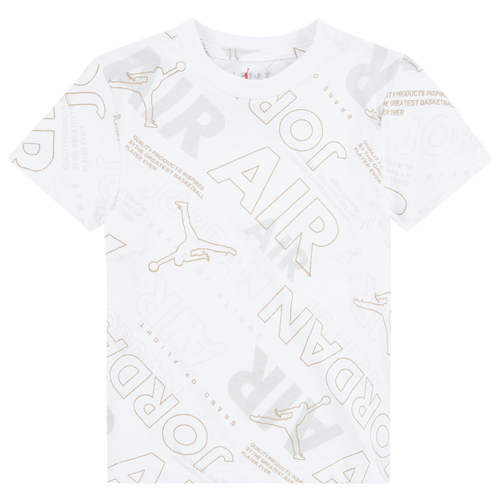 

Boys Jordan Jordan Golden Flight AOP Short Sleeve T-Shirt - Boys' Toddler White/Gold Size 3T