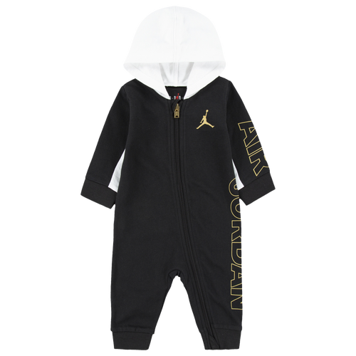 

Boys Infant Jordan Jordan Hooded Coverall - Boys' Infant Black/White Size 12MO