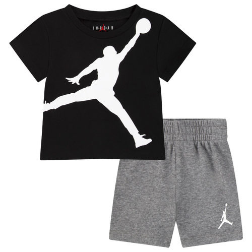 

Jordan Boys Jordan Jumbo Jumpman Shorts Set - Boys' Infant Grey/Black Size 12MO