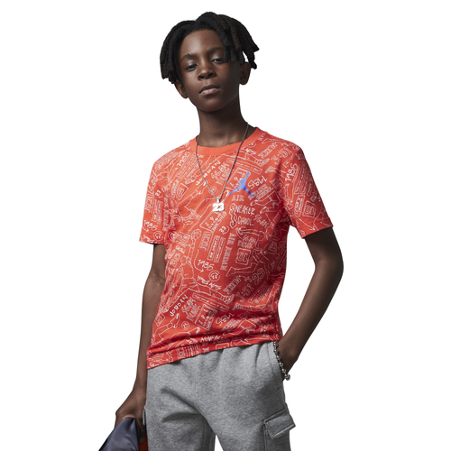 

Jordan Boys Jordan Sneaker School 23 AOP T-Shirt - Boys' Grade School Red/Blue Size M