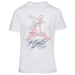 Boys' Preschool - Jordan Flight Grid Short Sleeve T-Shirt - White/Red/Blue