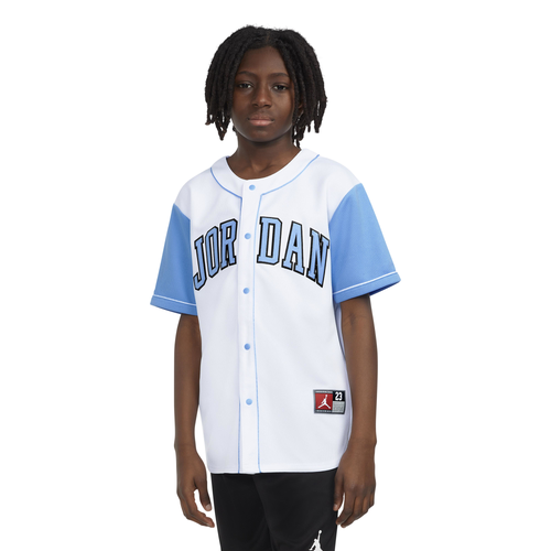 

Boys Jordan Jordan HBR Baseball Jersey - Boys' Grade School White/Carolina Blue Size M
