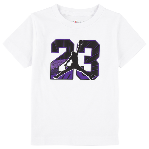 

Boys Jordan Jordan AJ12 Retro 23 Short Sleeve T-Shirt - Boys' Toddler White/Purple Size 2T